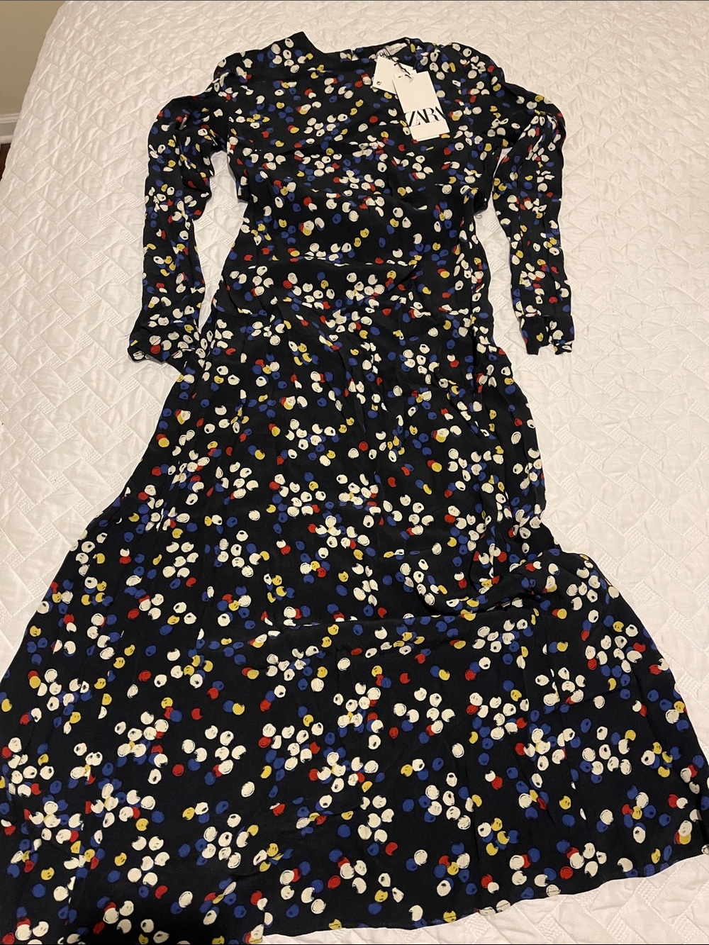 Zara Lexi dress a long sleeve Dress with Multicolor Dot Print